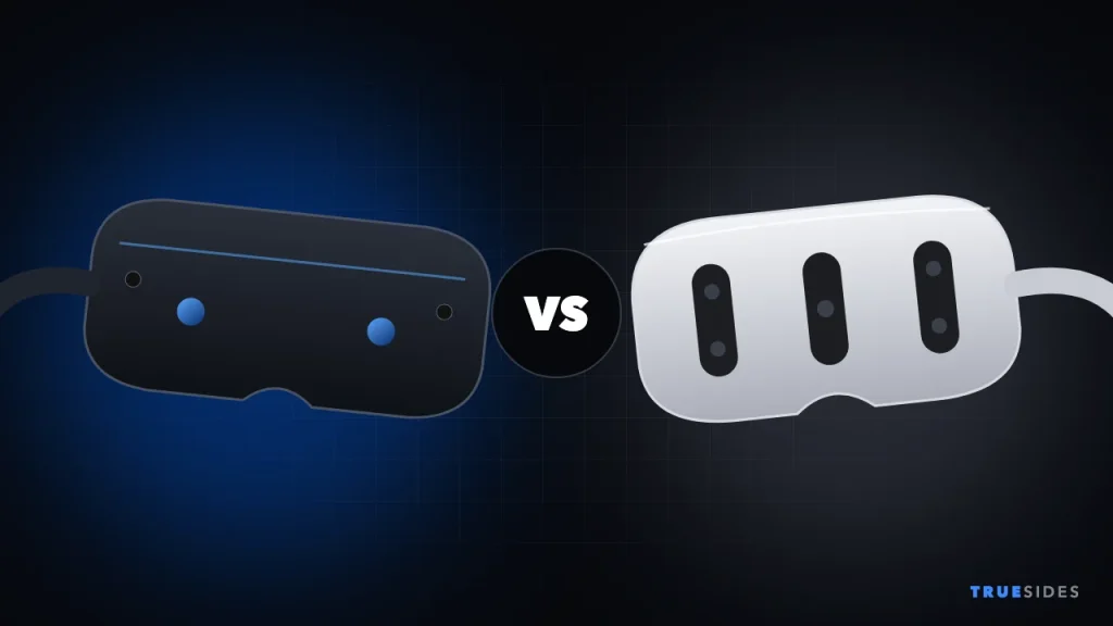 Steam Frame vs Meta Quest 3 VR headsets side by side